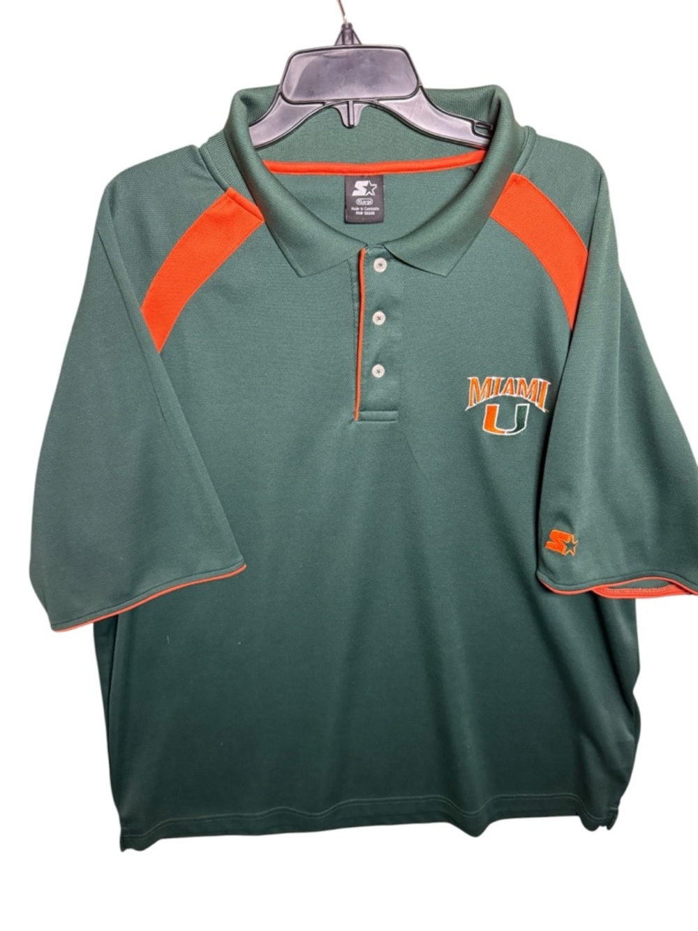 Vintage Starter Miami Hurricanes UM NCAA Embroidered Golf Polo Shirt Size XL